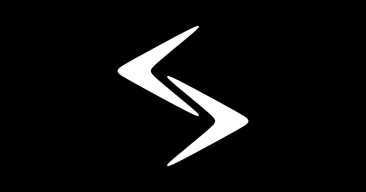 The Salvatorre brandmark, two white arrows forming an S on black