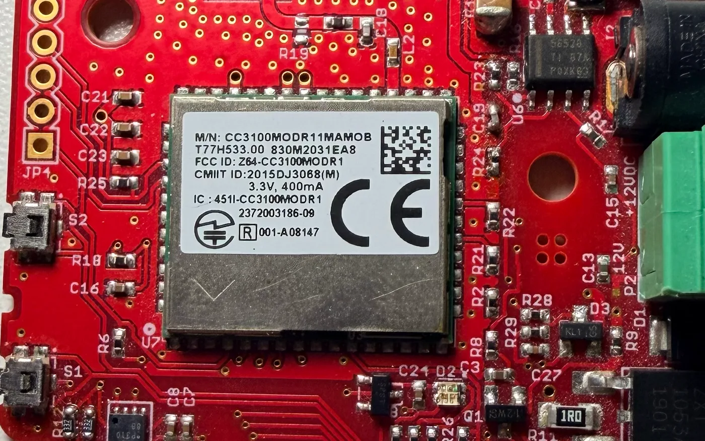 The spooresVALVE Wi-Fi valve controller board with power terminals