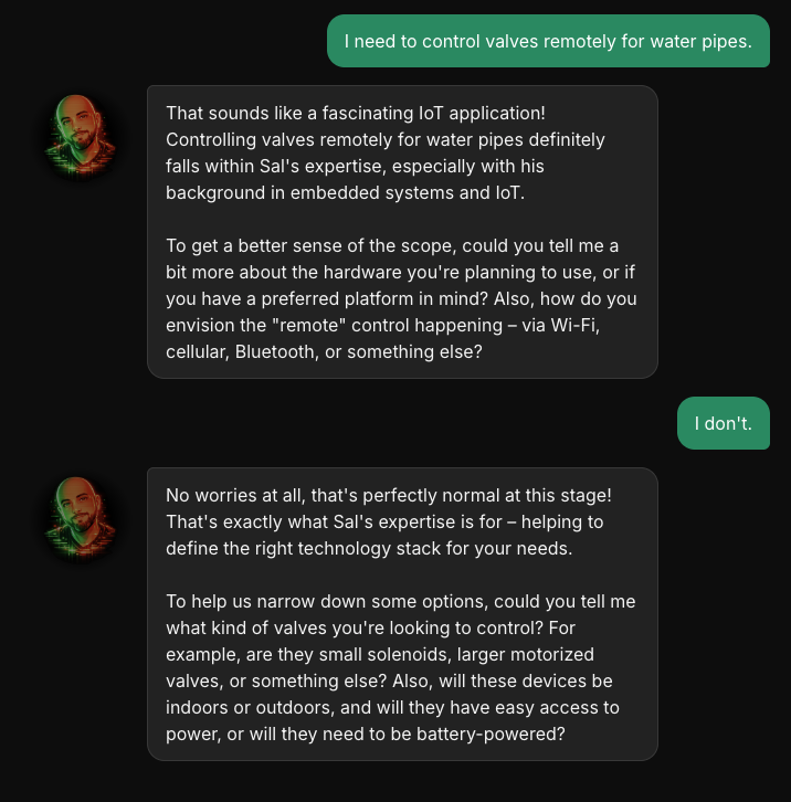 S.A.L.I.E.N.T. asking follow-up questions about project requirements